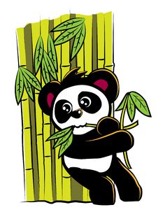 Panda Leaning On Bamboo Stock Images