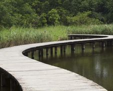 Bridge On The River, Long Road Stock Photo