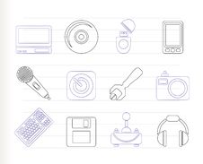 Computer And Mobile Phone Equipment Icons Stock Image