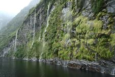 Waterfall Of Milford Sound, New Zealand Royalty Free Stock Photos Waterfall Of Milford Sound, New Zealand Royalty Free Stock Photos