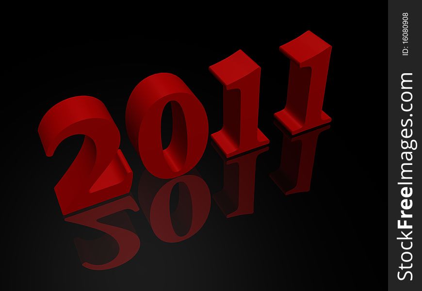 New Year 2011 in red - a 3d image