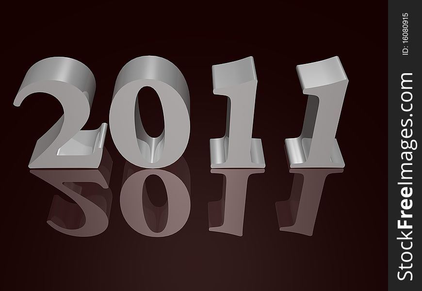 New Year 2011 In Silver- A 3d Image