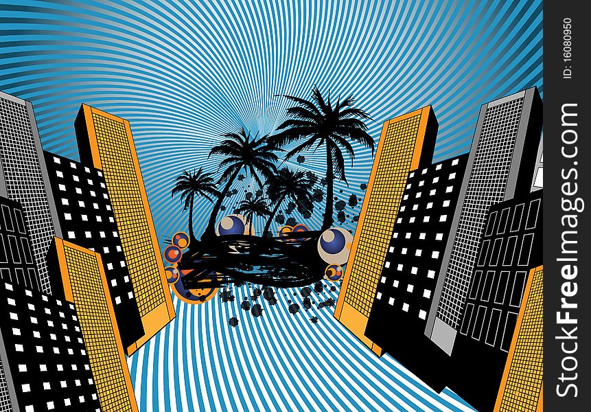 Vector illustration of summer city