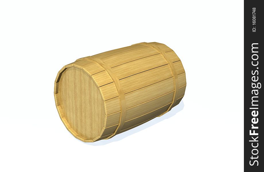 3d image-Wood barrel on white background.