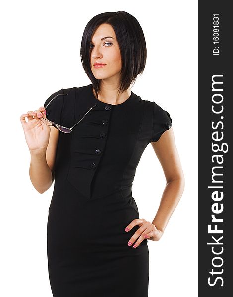 Portrait of an elegant businesswoman against white background. Portrait of an elegant businesswoman against white background