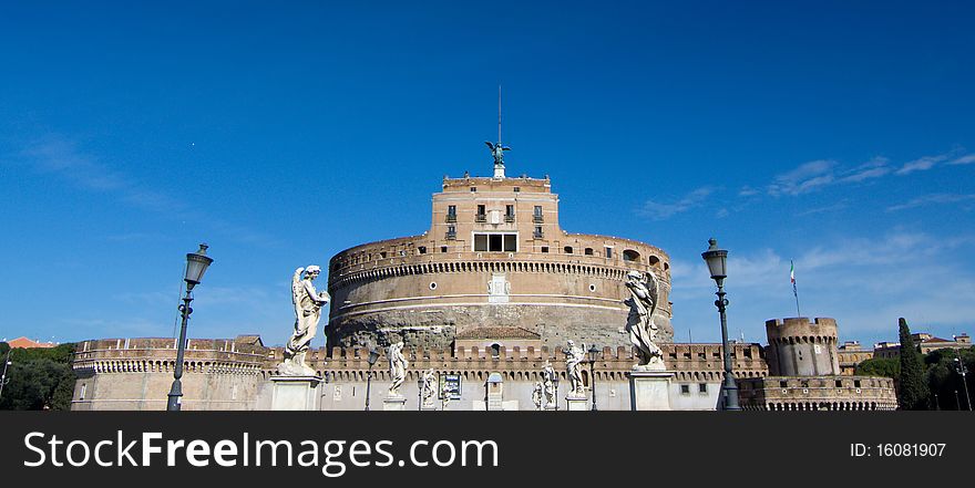 Saint' Angelo Bridge and Castle Sant Angelo in Rome