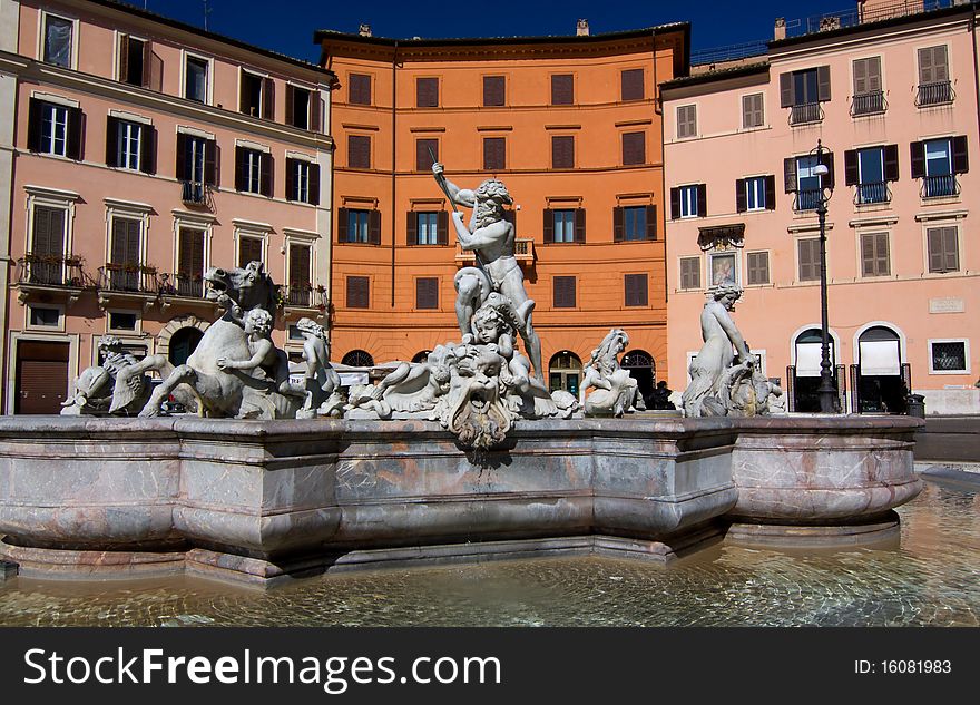 Fountain at Piazza Navona - Navona square in Rome, Italy