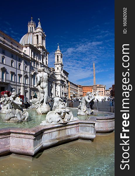 Fontana dei Quattro Fiumi at Piazza Navona - Navona square in Rome, Italy