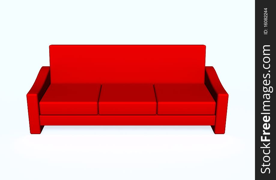 3d image of a red sofa.