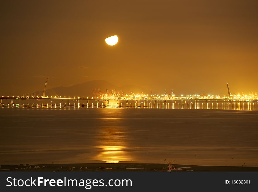 Bridge across the bay between Shenzhen and Hong Kong. Bridge across the bay between Shenzhen and Hong Kong