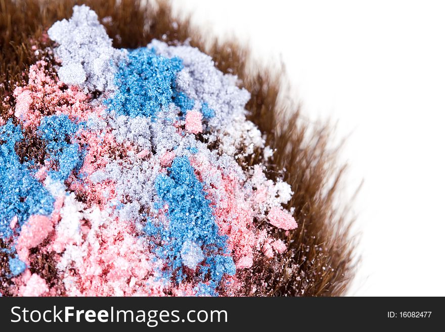 Eyeshadows On Professional Make-up Brush, Macro