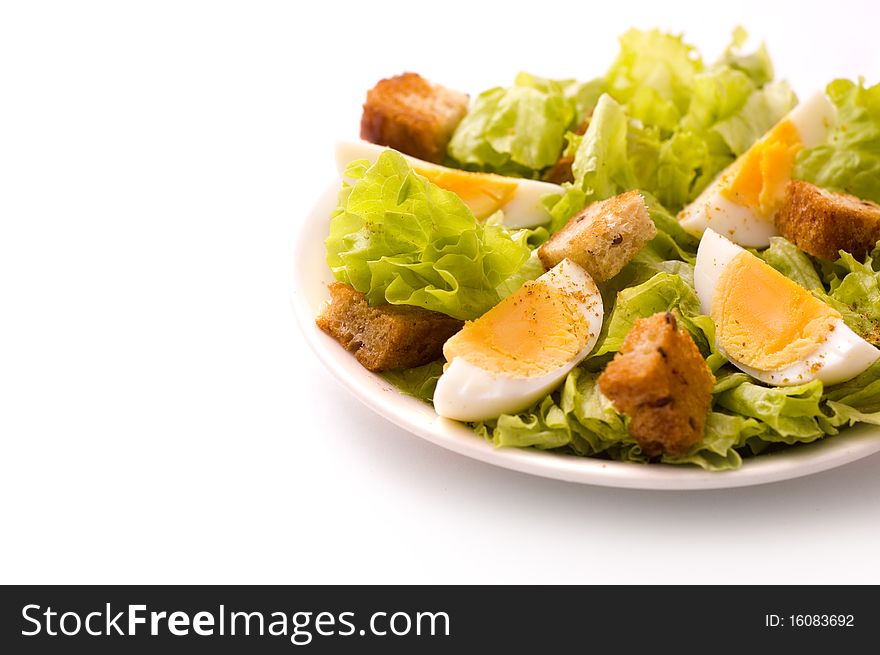 Salad with edds isolated on white background. Salad with edds isolated on white background