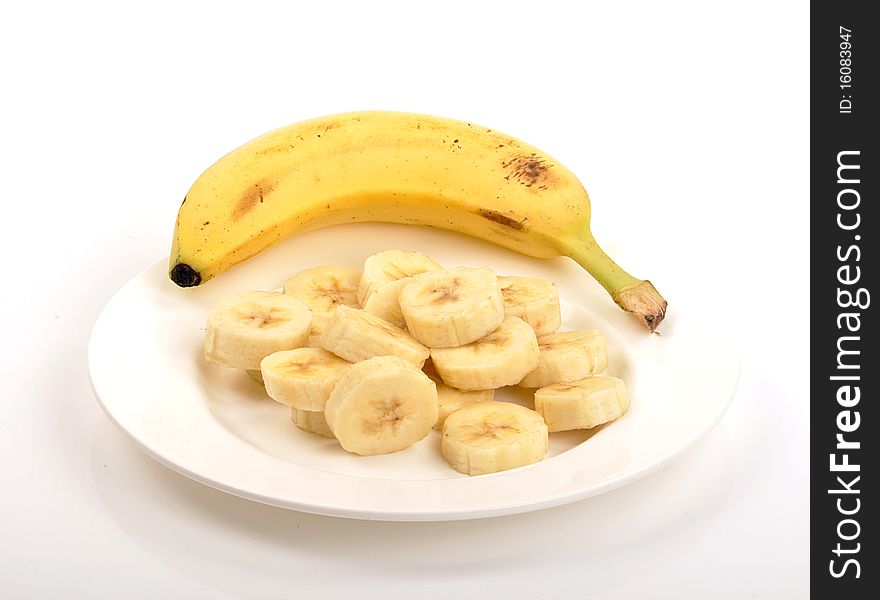 Fresh banana salad on whitebackground