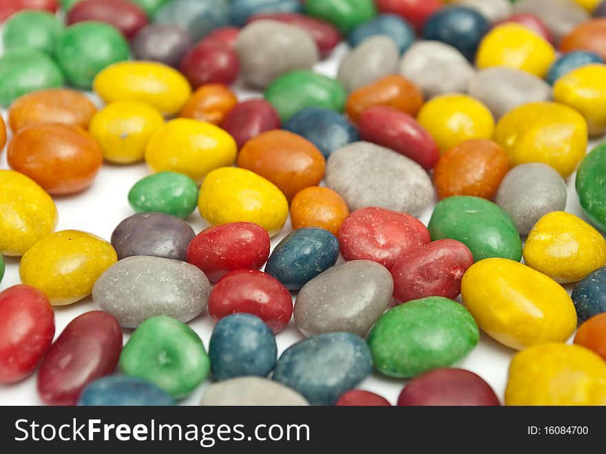 Colorful chocolat tabs close-up isolated