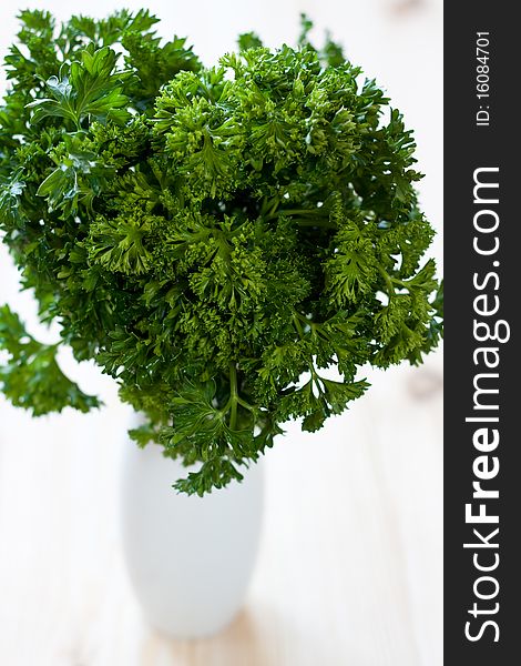 Parsley Bouquet In Vase On The Table