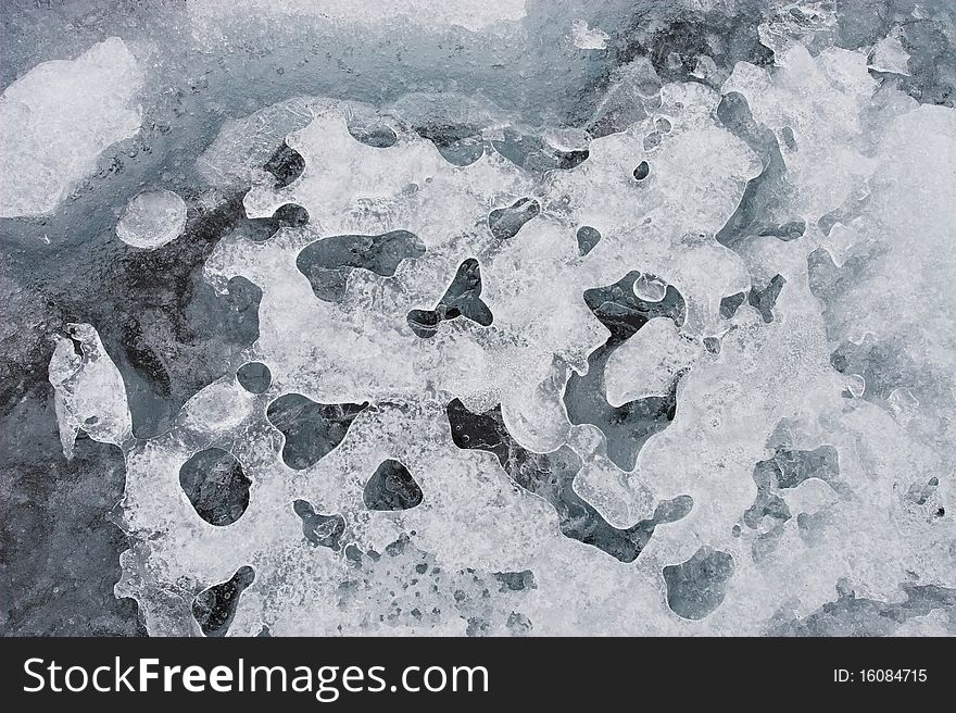Natural ice pattern in glacier ice