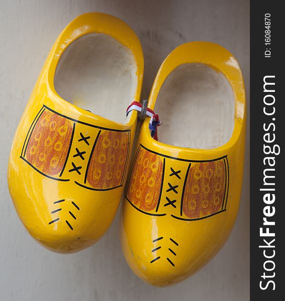 A pair of dutch wooden shoes