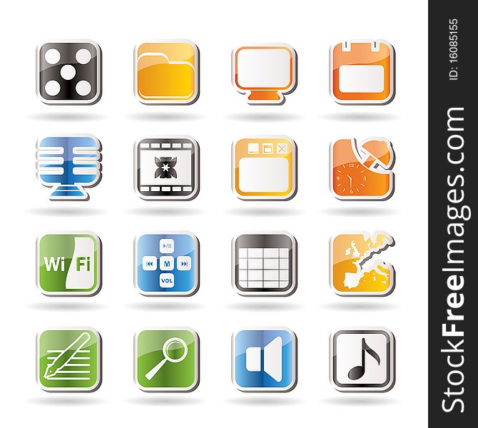 Phone Performance, Internet and Office Icons - Vector Icon Set