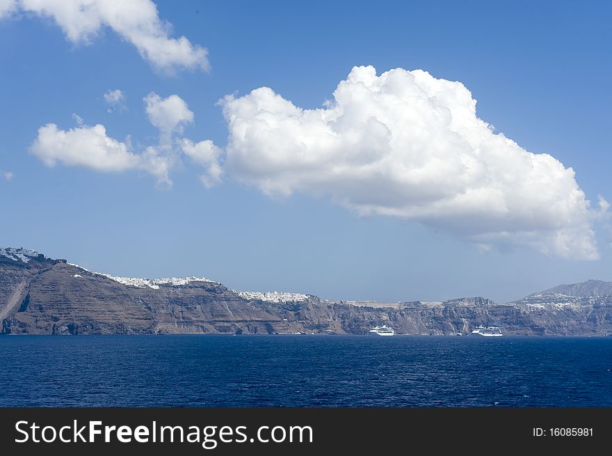 Gorgeous view of romantic Santorini's coast. Greece.