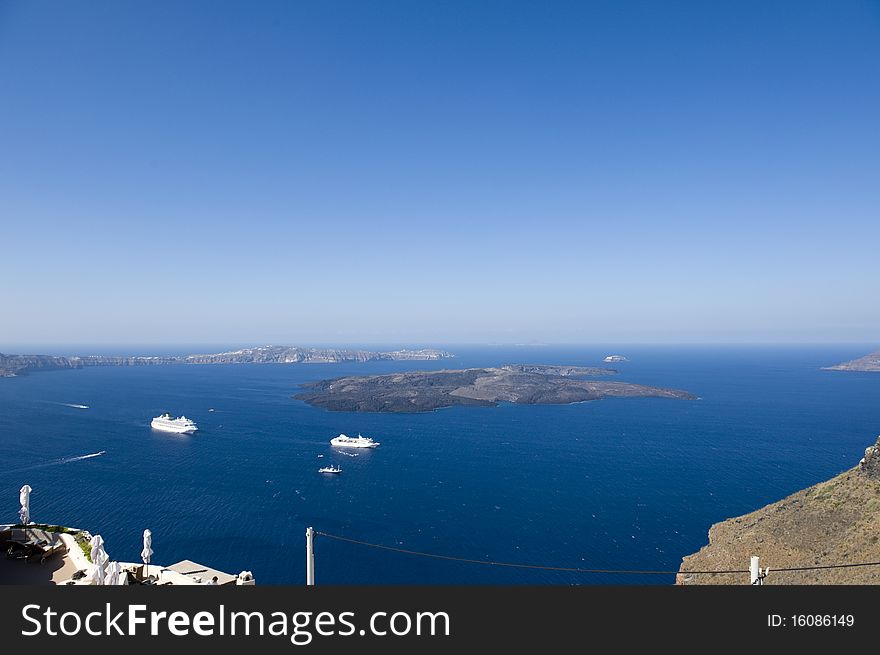 Gorgeous view of romantic Santorini's coast. Greece.