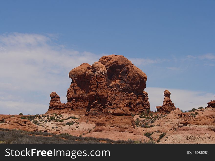 Rock formations at The Arches National Park in Utah.