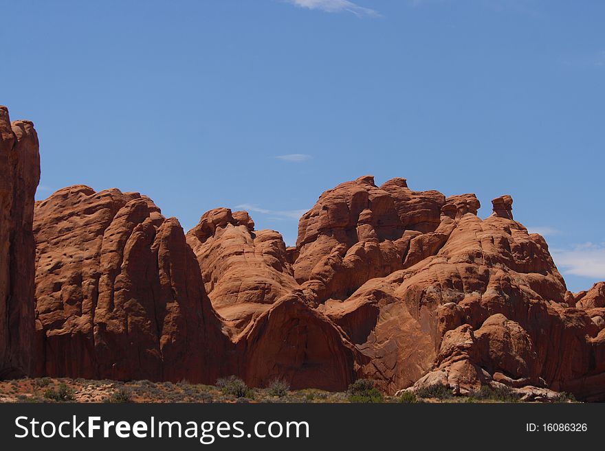 Rock formations at The Arches National Park in Utah.