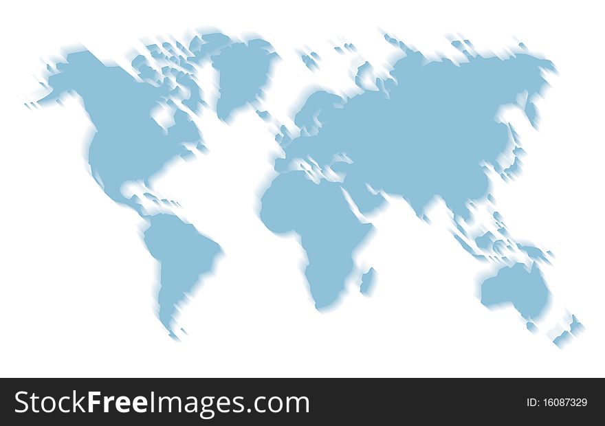 World map with trails on white background. World map with trails on white background
