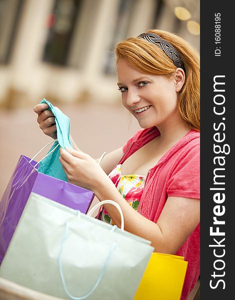 Young woman shopping at a mall