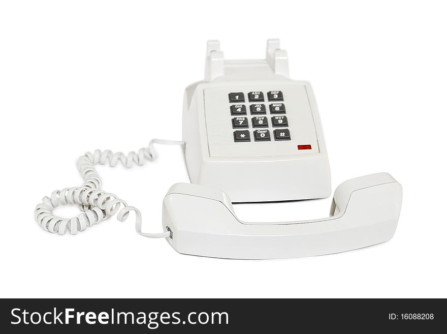 Telephone and receiver isolated on white background