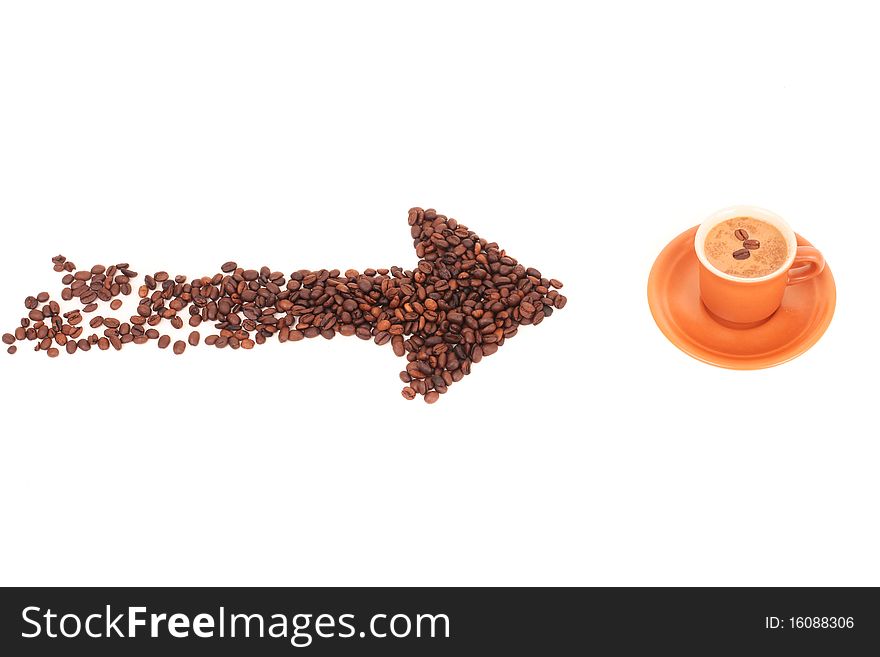 Series. cup and coffee beans isolated over white background