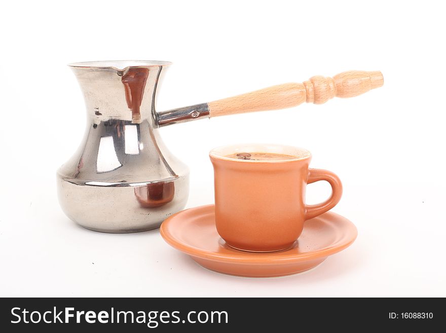 Turk And Coffee Cup On A White Background