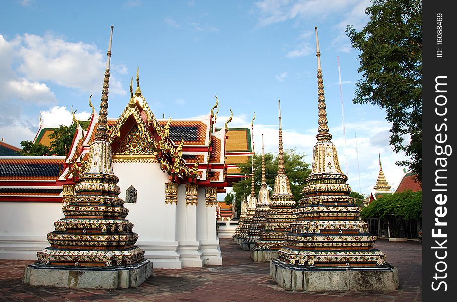 Stupa at Wat Phra Chetuphon Vimolmangklararm. Stupa at Wat Phra Chetuphon Vimolmangklararm