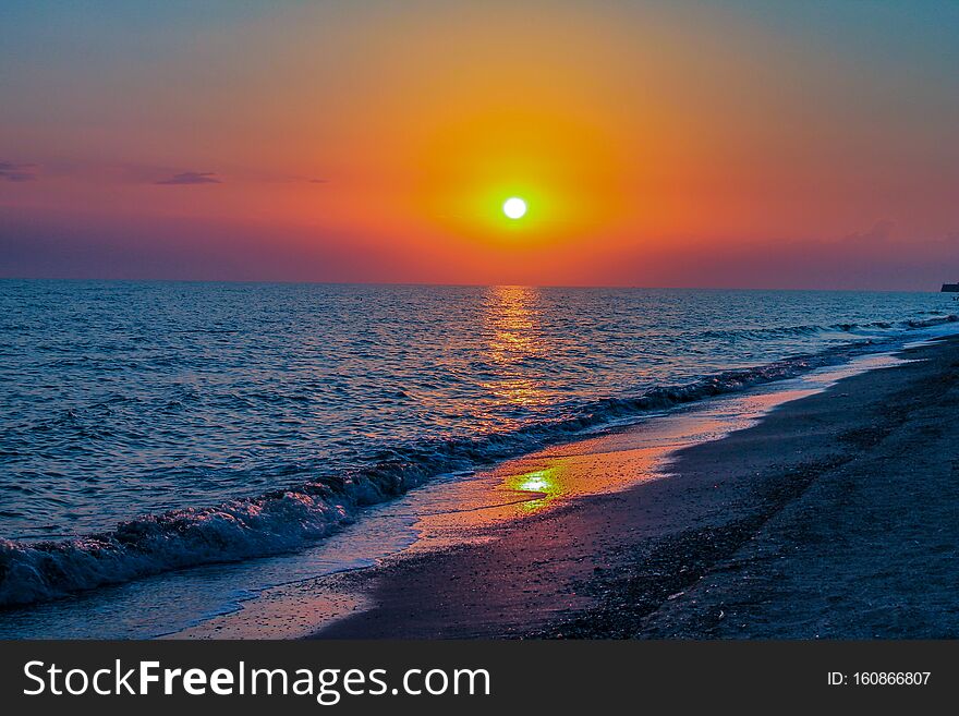 The sea, beach and sunset