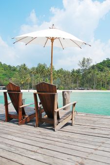 Beach Chair At The Resort, Thailand Stock Photos