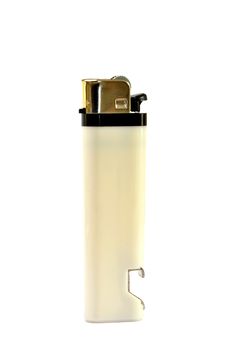 White Cigarette Lighter And An Open Bottle In One Royalty Free Stock Images White Cigarette Lighter And An Open Bottle In One Royalty Free Stock Images
