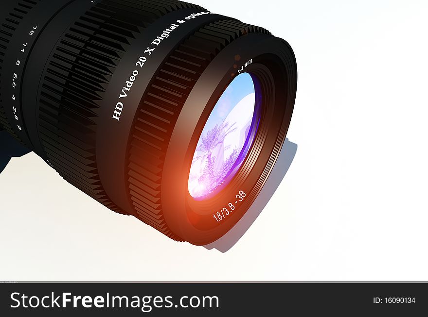 Glass Lens on a white background.