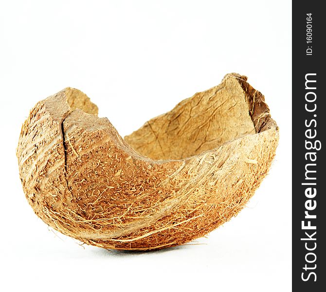 A coconut shell on white