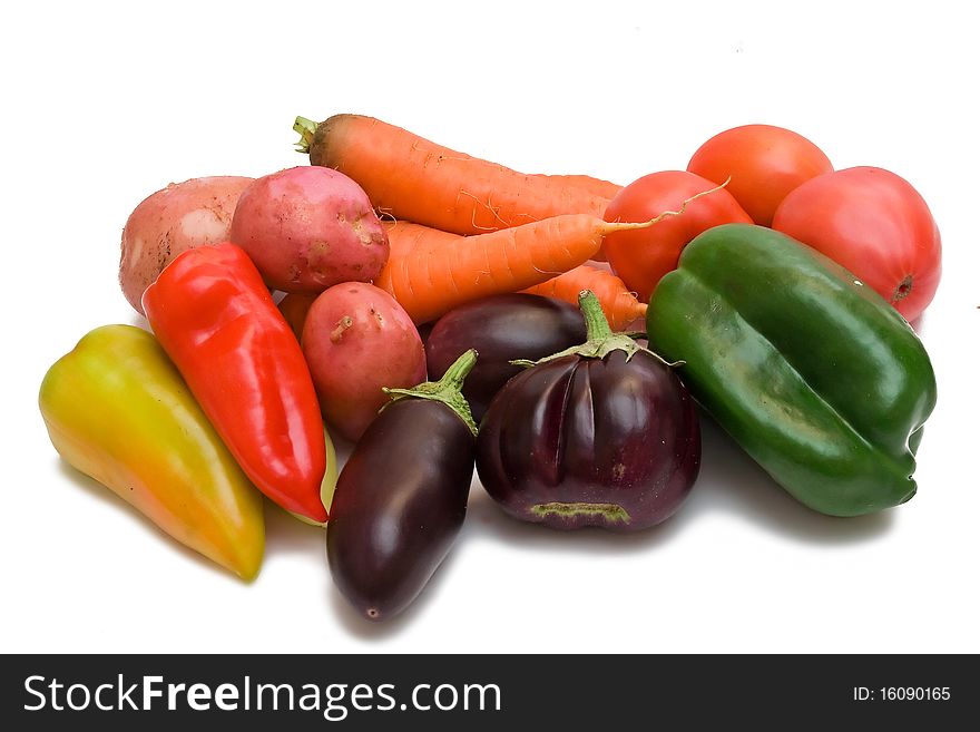 Set of vegetables isolated on white background. Set of vegetables isolated on white background