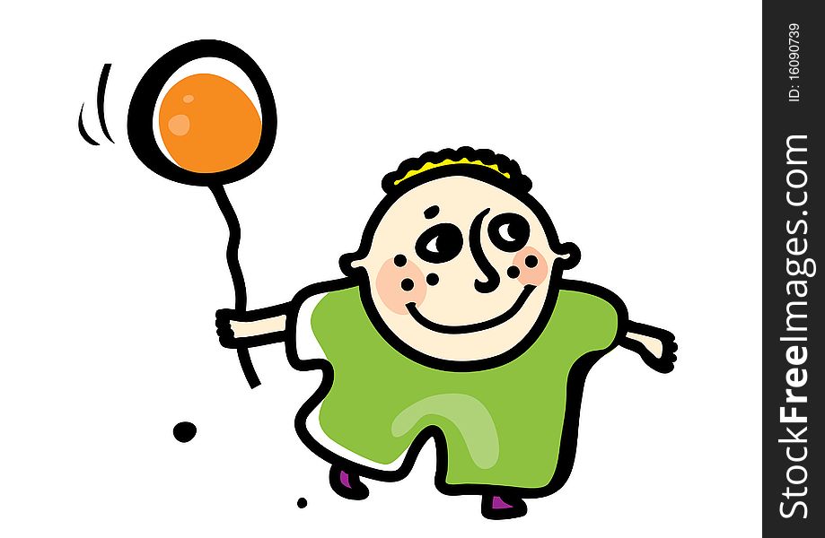 Little boy playing with a balloon