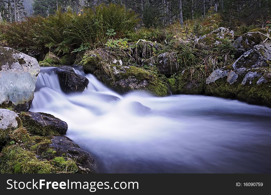 Russian river. Shot with long exposure.