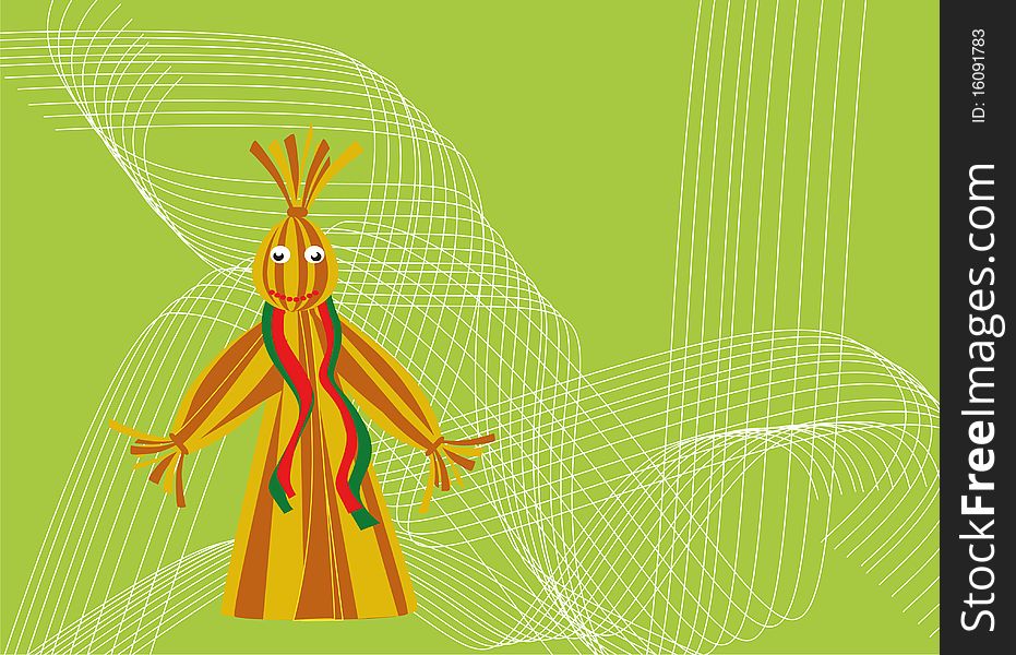 The straw person a scarf of an eye of companies a green background a holiday tradition. The straw person a scarf of an eye of companies a green background a holiday tradition