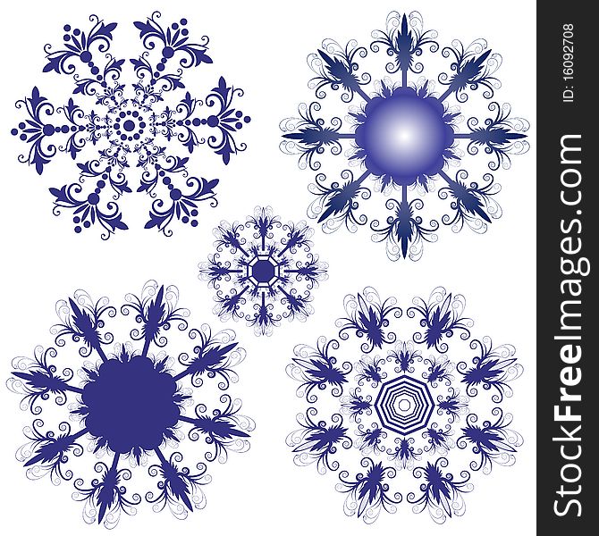 Collection new violet snowflakes isolated on white. Collection new violet snowflakes isolated on white