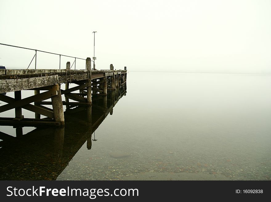 Lake Te Anau in heavy fog