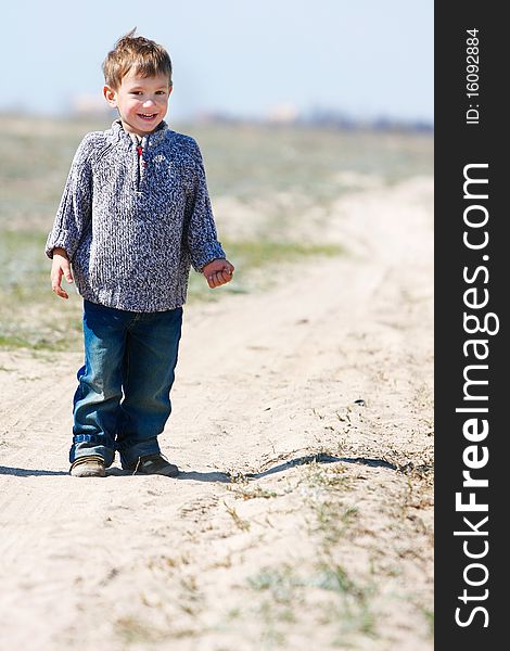 Boy on rural road