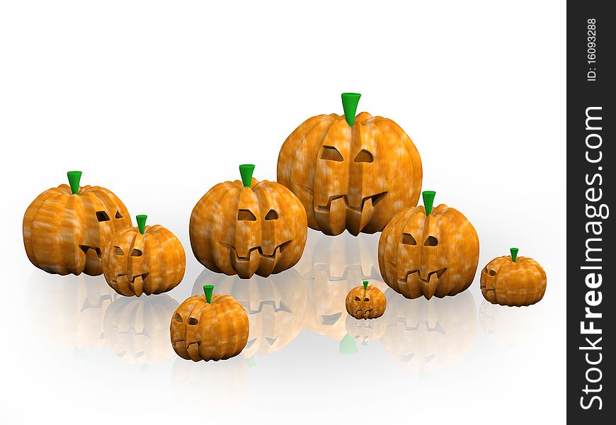 3D still life of pumpkins on Halloween