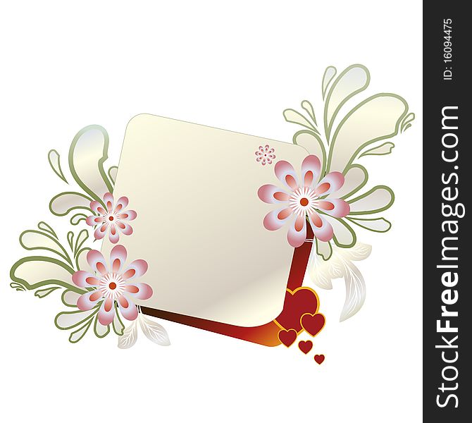 Frame with flowers isolated on white , clip art illustration. Frame with flowers isolated on white , clip art illustration