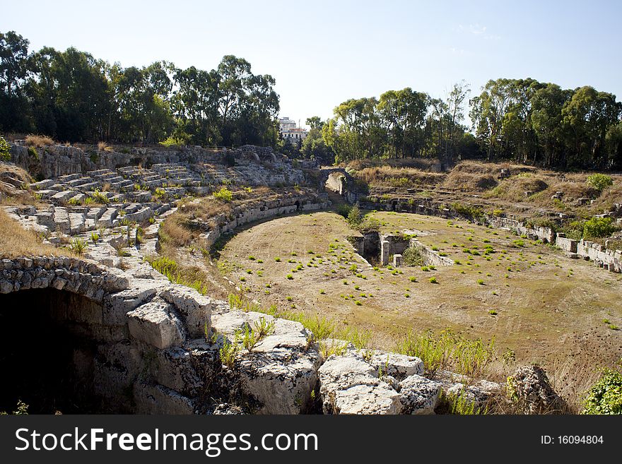 View of the Siracusa's Roman Amphitheatre. View of the Siracusa's Roman Amphitheatre