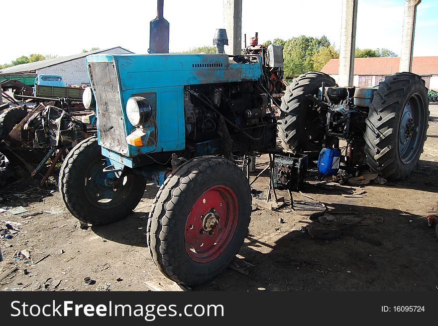 Tractor which shreded for repairs. Tractor which shreded for repairs