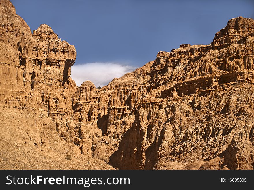 View of the cliffs at Cathedral Gorge State Park in Nevada