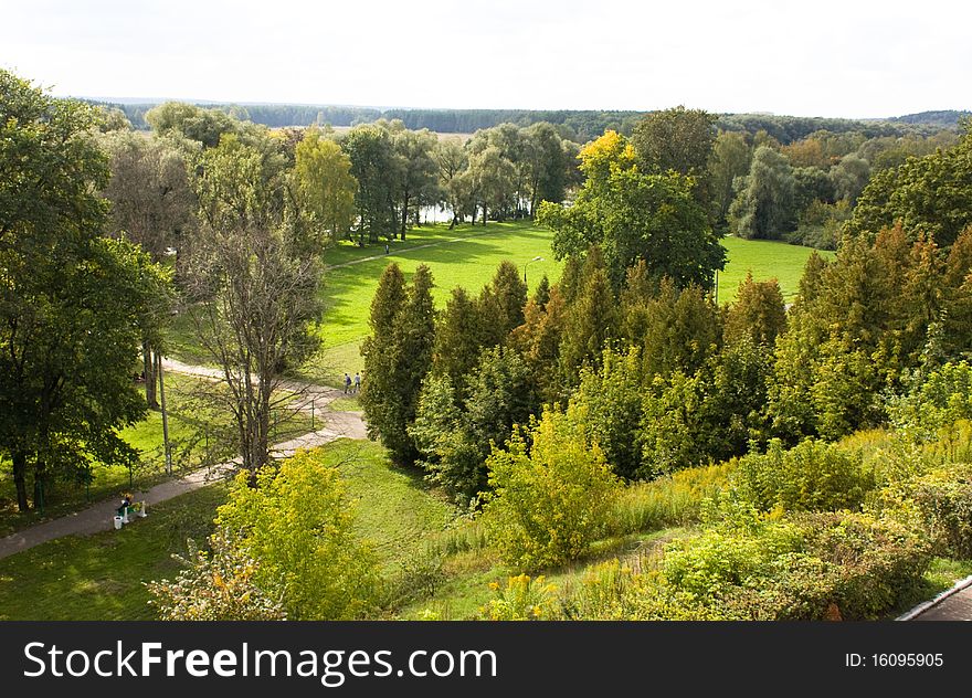 Park in Arkhangelskoe manor, Russia.